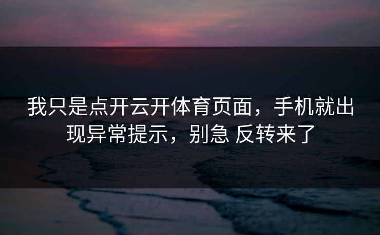 我只是点开云开体育页面，手机就出现异常提示，别急 反转来了
